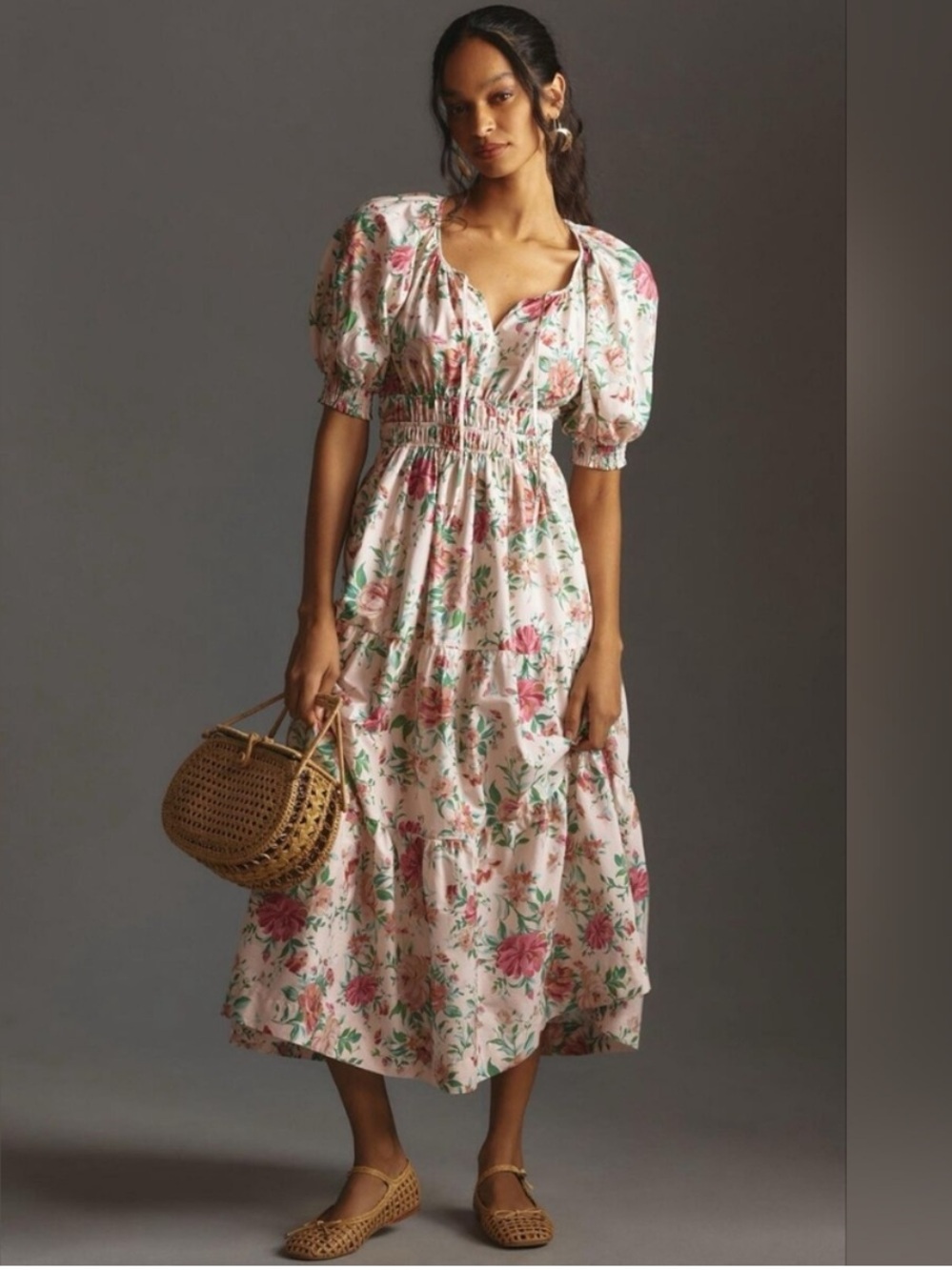 Anthropologie The Somerset Maxi Dress Puff Sleeve Edition Floral L NWOT